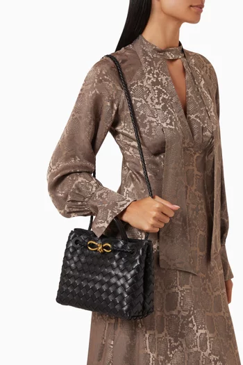 Small Andiamo Top Handle Bag in Intrecciato Leather