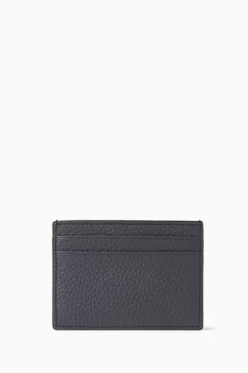 Logo Stripe Cardholder in Grained Leather
