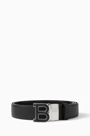 B Logo Reversible Buckle Belt in Leather