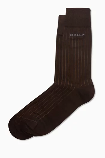 Logo Pinstripe Socks in Cotton