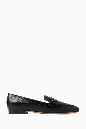Obrien Loafers in Croc-embossed Leather
