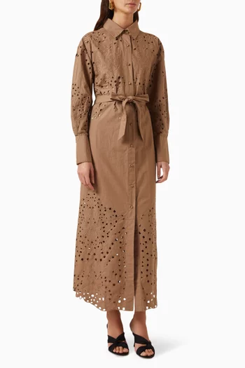 Mohi Broderie Shirt Dress in Cotton