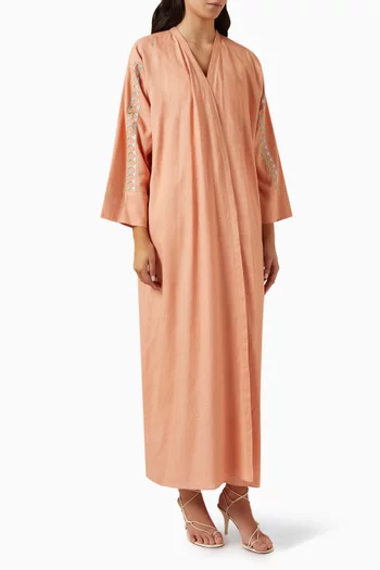 Embroidered Abaya in Linen