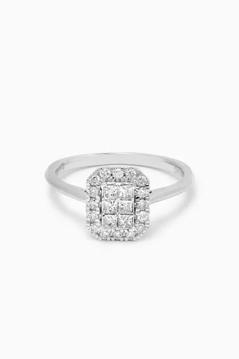 Illusion Emerald Diamond Ring in 18kt White Gold