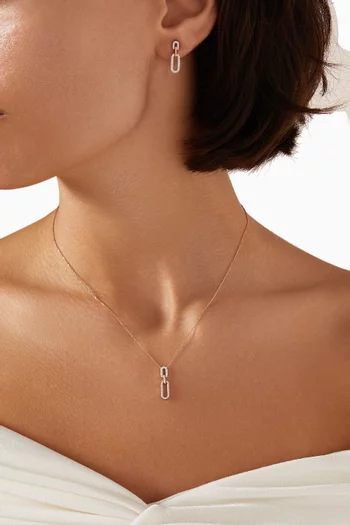 قلادة لينك بسلسلة مرصعة بماس ذهب وردي عيار 18