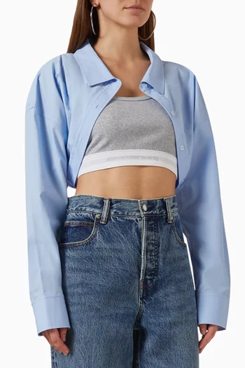 Layered Crop Sweater in Compact-cotton