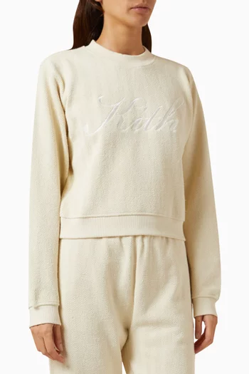 Haylen Kith Script Sweatshirt in Herringbone Cotton-terry