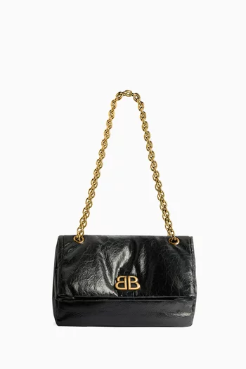 Small Monaco Chain Shoulder Bag in Arena Calfskin