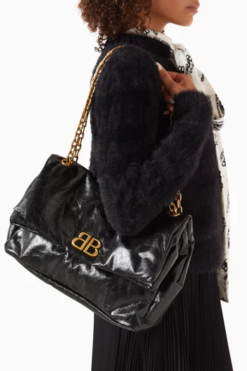 Medium Monaco Chain Shoulder Bag in Arena Calfskin