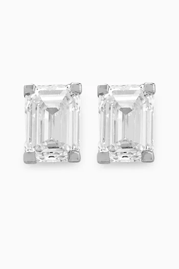 Emerald-shape Stud Earrings in 18kt White Gold