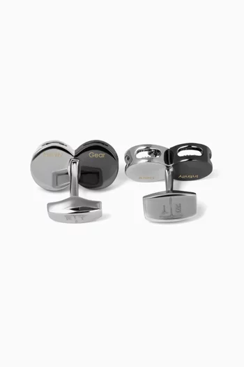 Infinity Gear Cufflinks in Silver Palladium & Gunmetal Plated