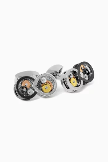 Infinity Gear Cufflinks in Silver Palladium & Gunmetal Plated