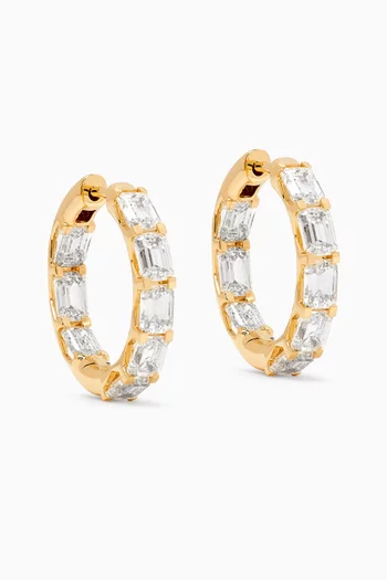 Emerald-cut  Diamond Hoop Earrings in 18kt Gold