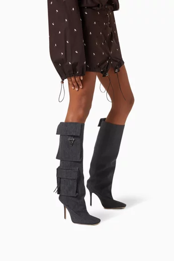 Sienna 105 Tube Knee-High Boots in Denim