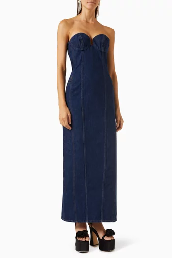 Bustier Midi Dress in Denim