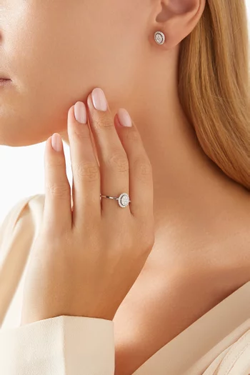 Illusion Oval Diamond Stud Earrings in 18kt White Gold