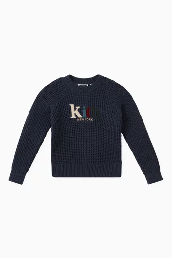 Serif Logo Sweater in Cotton-blend Knit