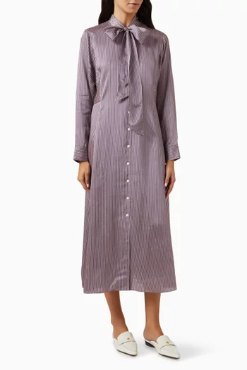 Striped Shirt Dress in Viscose-silk