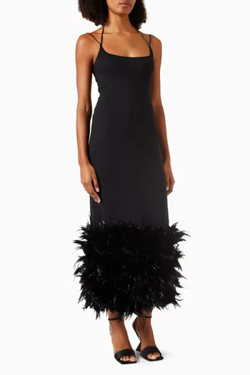 Feather Midi Dress in Rayon-jersey