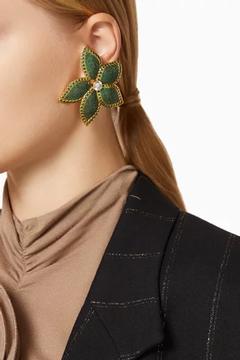 Lotus Stud Clip Earrings in 24kt Gold-plated Bronze