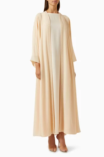 3-piece Embellished Abaya Set in Chiffon & Satin