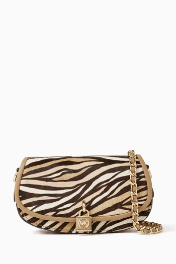 Small Mila East/West Crossbody Bag in Calf Hair & Leather