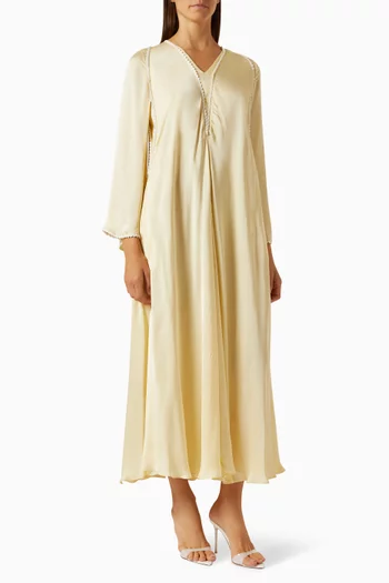 Handcrochet Scallop Maxi Dress in Silk