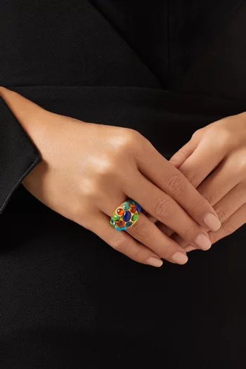 خاتم اليسيا مزين بأحجار نحاس مطلي بذهب عيار 24