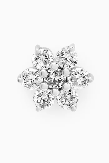 Flower Diamond Pavé Single Earring in 18kt White Gold