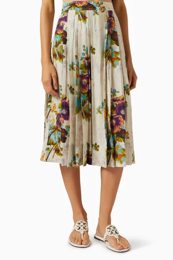 Printed Pleated Skirt in Viscose