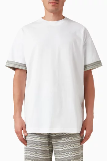 Zigzag-trim T-shirt in Cotton Jersey