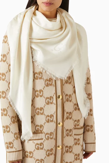 GG Jacquard Shawl in Silk-wool