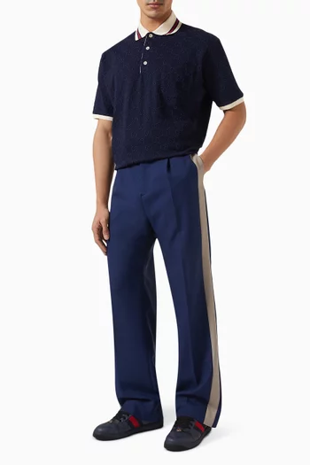 GG-embroidered Polo Shirt in Stretch Cotton Piqué