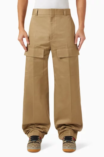 Wide Leg Cargo Pants in Cotton