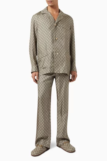 GG Supreme Print Trousers in Silk Twill