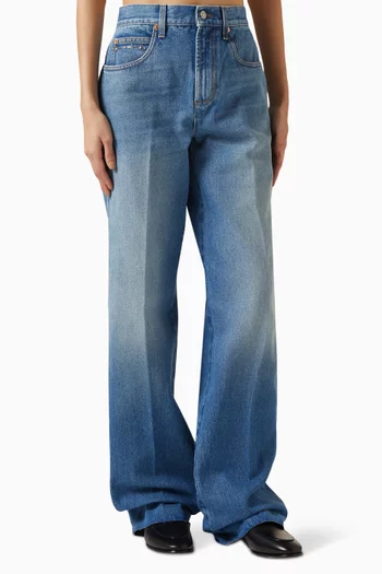 Horsebit Wide-leg Jeans in Denim