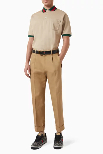 Web Collar Polo Shirt in Stretch Cotton-piqué