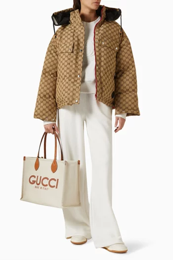 Puffer Jacket in GG Cotton Canvas