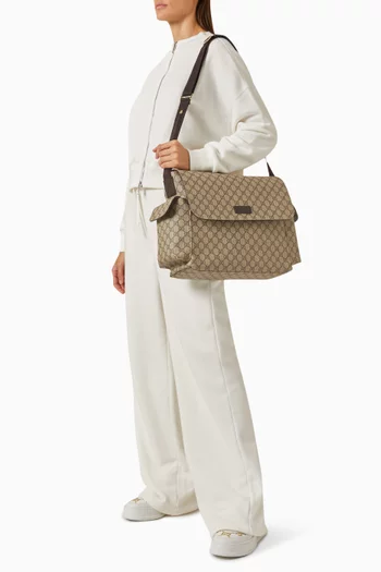 Plus Diaper Bag in GG Supreme Canvas & Leather