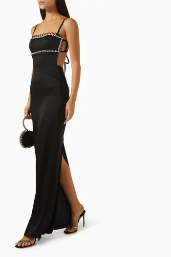 Leo Crystal-trim Maxi Dress in Silk