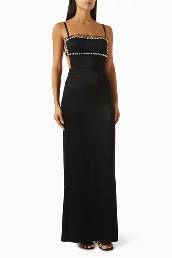 Leo Crystal-trim Maxi Dress in Silk