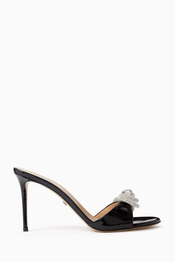 Double Bow 95 Mule Sandals in Patent Leather