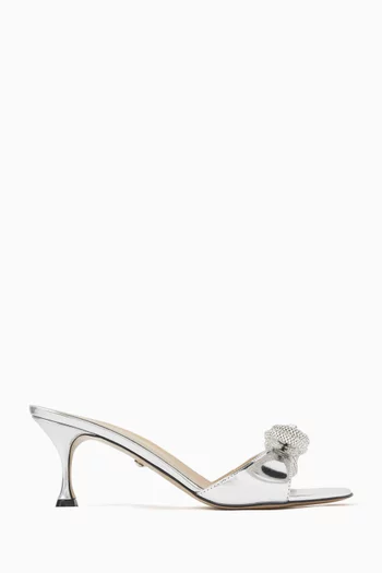 Double Bow 65 Mules in Metallic Leather
