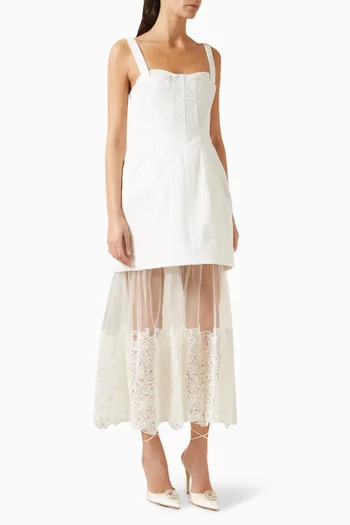 Callan Bustier Midi Dress in Cotton-viscose