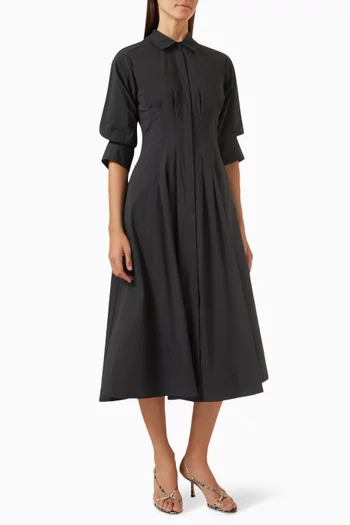 Jazz Pintuck Midi Dress in Poplin