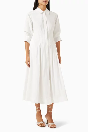 Jazz Pintuck Midi Dress in Poplin