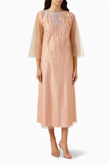 All-over Embellished Maxi Dress in Tulle