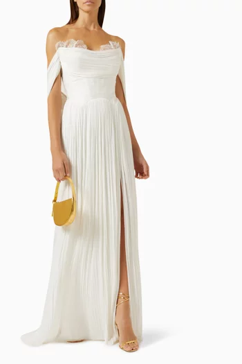 Sharon Lace-trim Maxi Gown in Silk Tulle