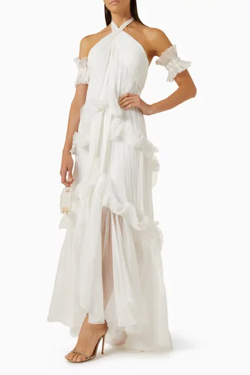 Zadie B Ruffled Maxi Dress in Silk Mousseline