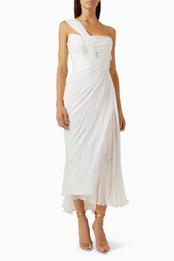 Lara B Draped Maxi Gown in Silk Mousseline